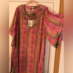 Spell Pink & Olive Floral V-Neck Tunic